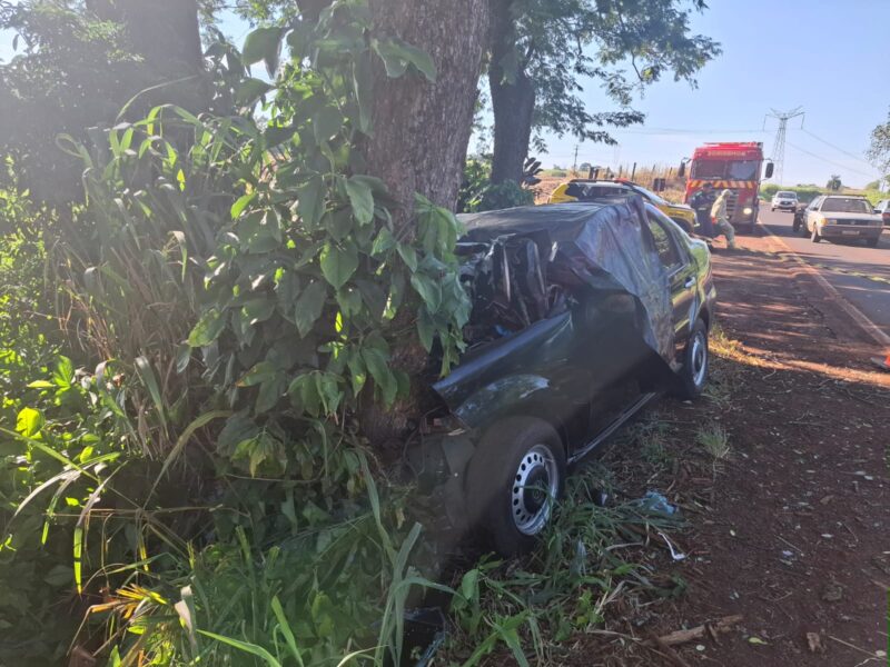 PR 497 – Casal morre após carro sair da pista e bater em árvore em São Miguel do Iguaçu