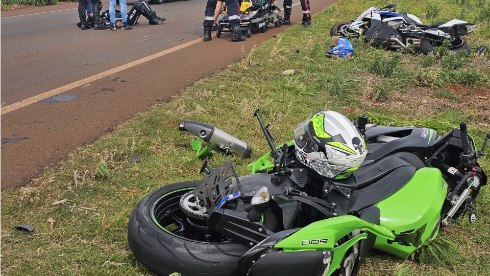 BR 163 – Acidente entre três motos esportivas na rodovia entre Toledo e Marechal