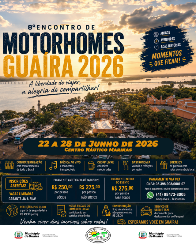 Destaque – 8º Encontro de Motorhomes consolida Guaíra como referência do turismo sobre rodas