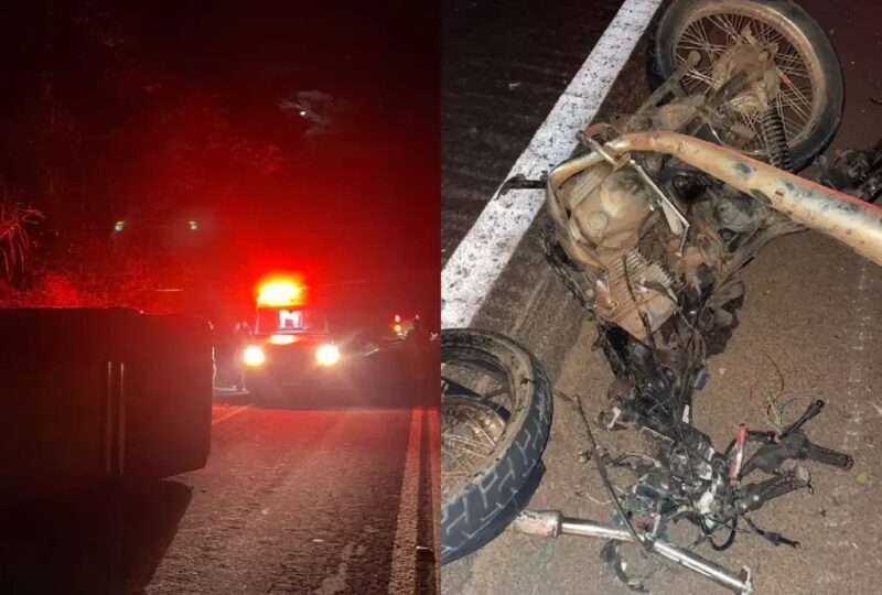 BR 163 – Jovens morrem em grave acidente entre moto e caminhonete no Paraná