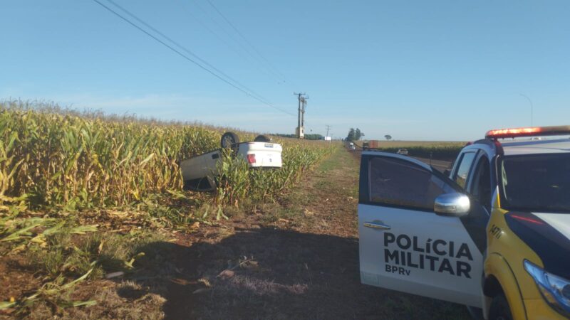 Trânsito – Saveiro capota na PR-182 entre Toledo e Maripá; motorista não é localizado