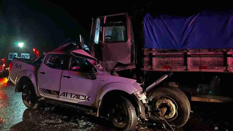 BR 277 – Grave acidente entre caminhonete e caminhão deixa vítima fatal