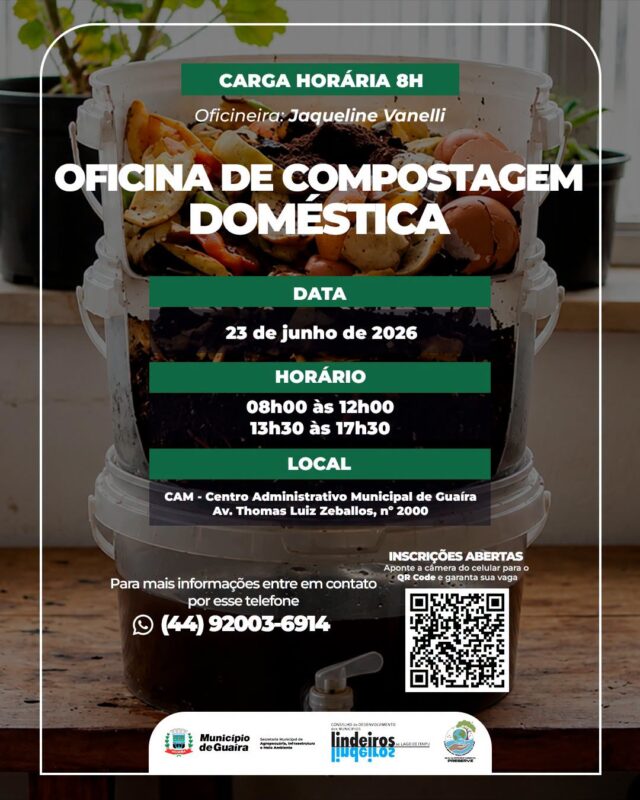 Guaíra – Município promove Oficina de Compostagem Doméstica com vagas limitadas