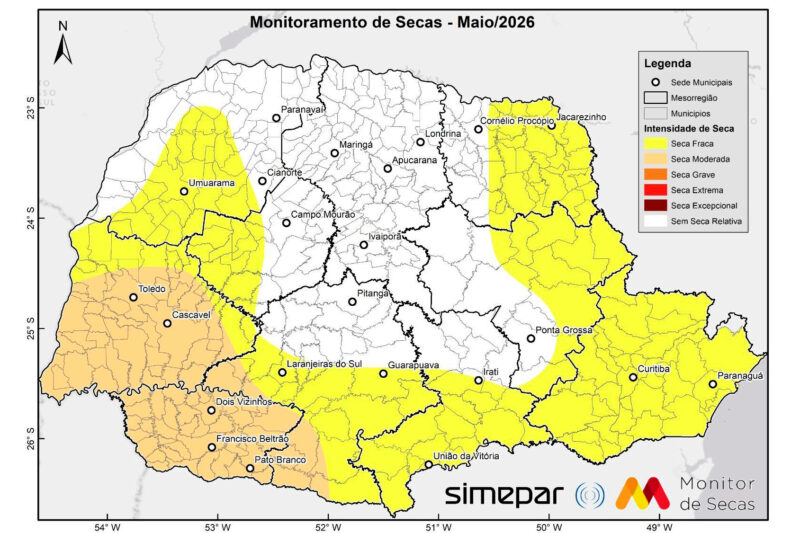 Clima – Seca recua em várias regiões do Paraná, aponta monitor nacional